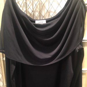 Ladies Black Blouse Shirt Top with scooped neckline - size large